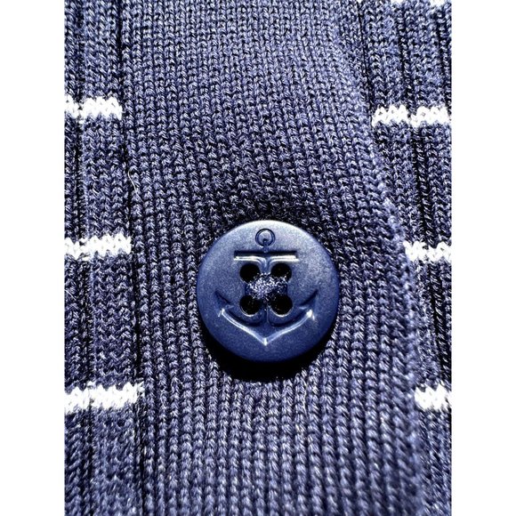 Lauren Ralph Lauren Sweater Blue White Striped Cardigan Nautical Ribbed Womens - Picture 8 of 16